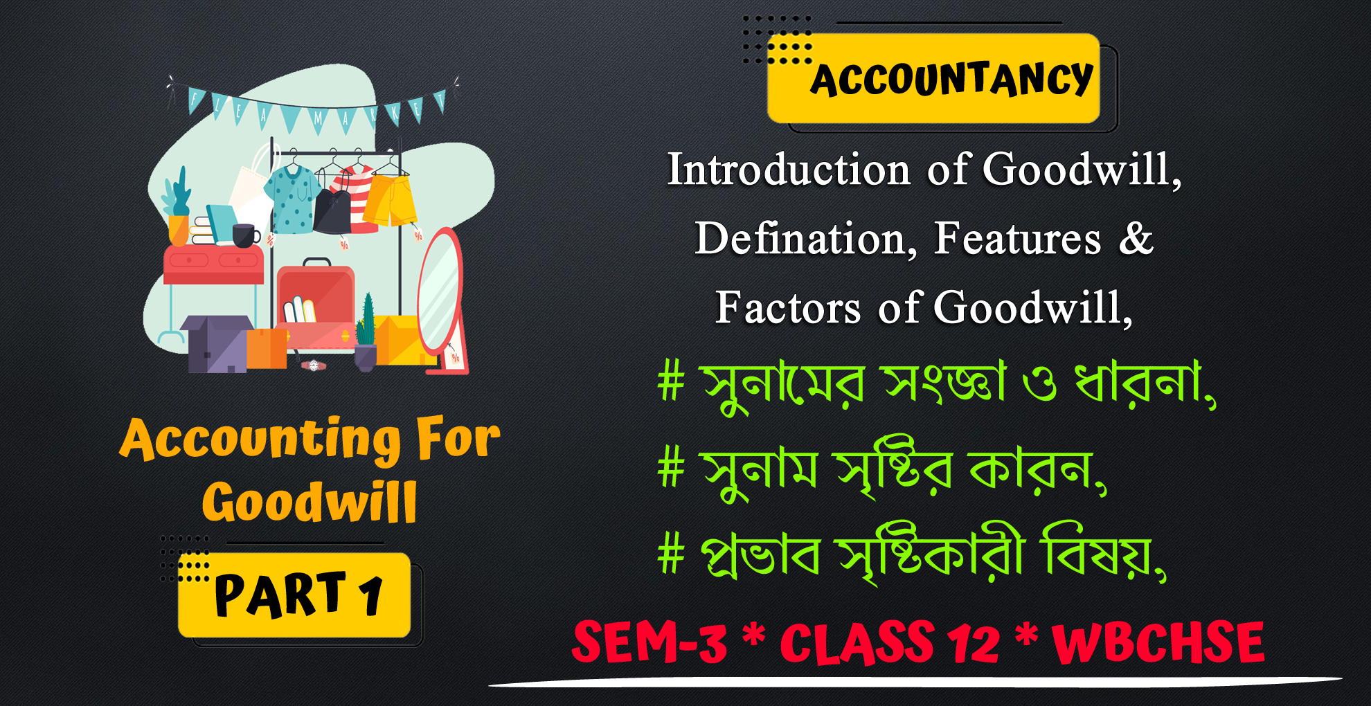 [PART 1] Accounting for Goodwill. [SEM 3, Class 12, WBCHSE] ~ Accountancy. সুনামের মূল্যায়ন।