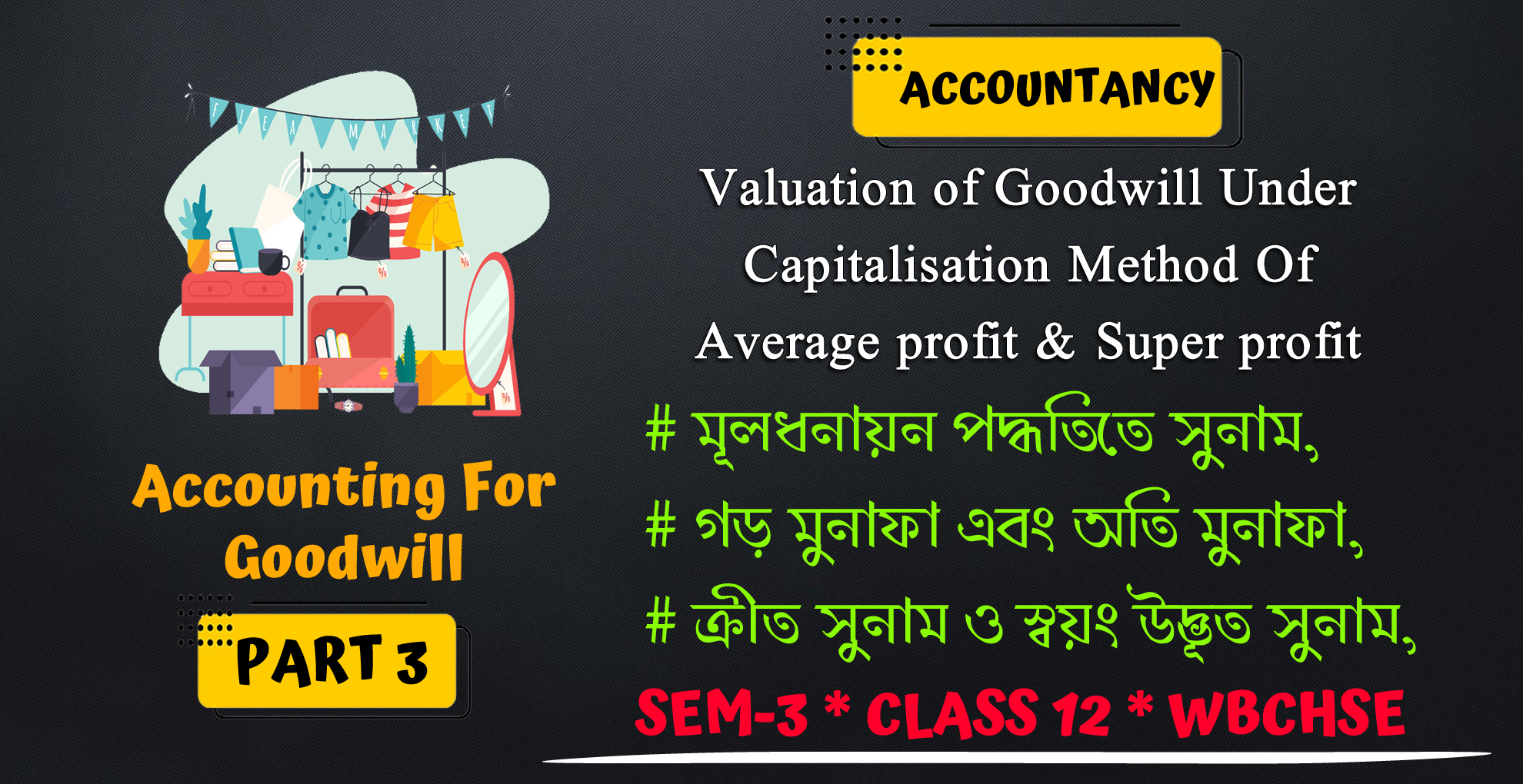 [PART 3] Accounting for Goodwill. [SEM 3, Class 12, WBCHSE] ~ Accountancy. সুনামের মূল্যায়ন।